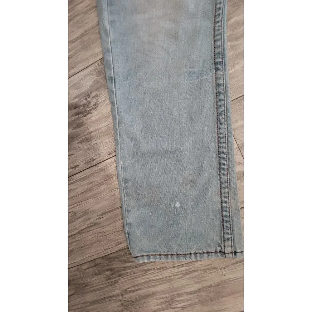 True Religion Billy Jeans Men's 36x30 Light Wash USA Flap Pocket Distressed